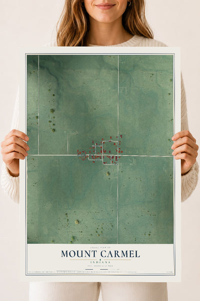 Map of Mount Carmel, Indiana, 18 x 24 inch unframed archival matte print