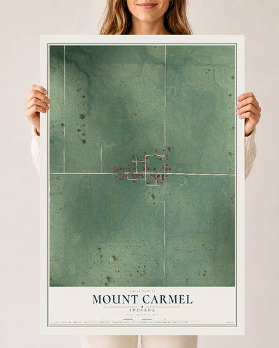 Map of Mount Carmel, Indiana, 24 x 36 inch unframed archival matte print
