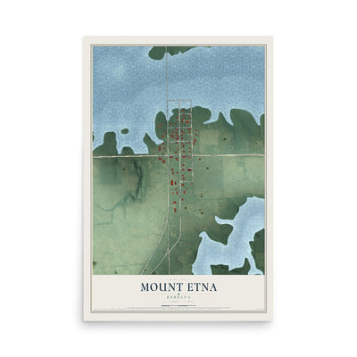 Map of Mount Etna, Indiana, 12 x 18 inch unframed archival matte print
