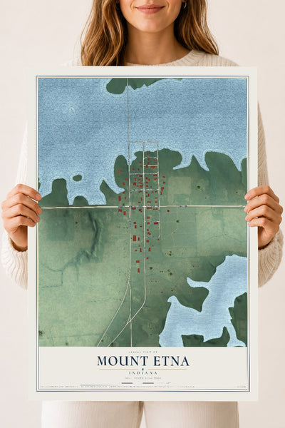 Map of Mount Etna, Indiana, 18 x 24 inch unframed archival matte print