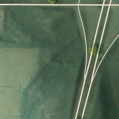Second close-up of the map of Mount Summit, Indiana print showing more streets and buildings