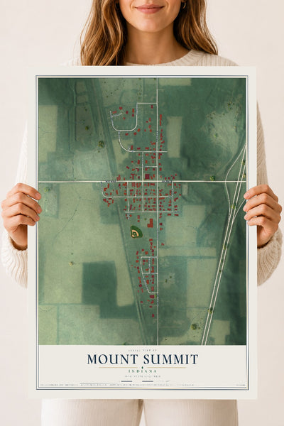 Map of Mount Summit, Indiana, 18 x 24 inch unframed archival matte print