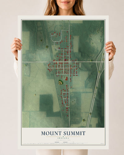 Map of Mount Summit, Indiana, 24 x 36 inch unframed archival matte print