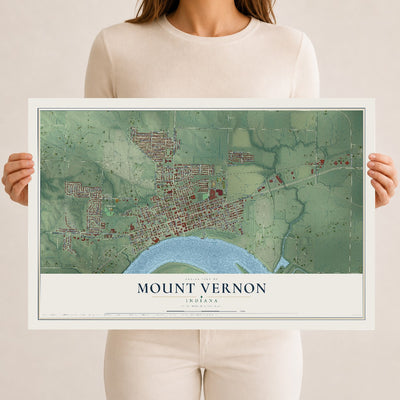 Map of Mount Vernon, Indiana, 12 x 18 inch unframed archival matte print