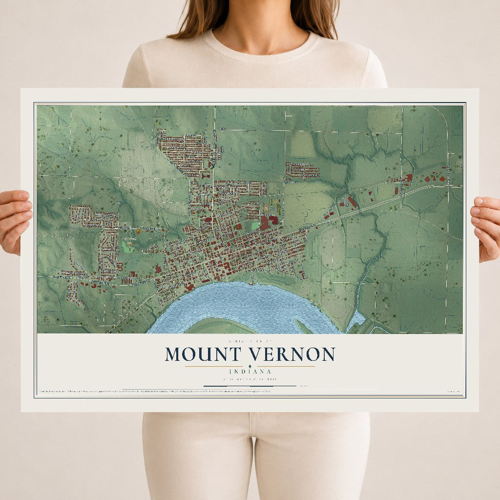 Map of Mount Vernon, Indiana, 18 x 24 inch unframed archival matte print