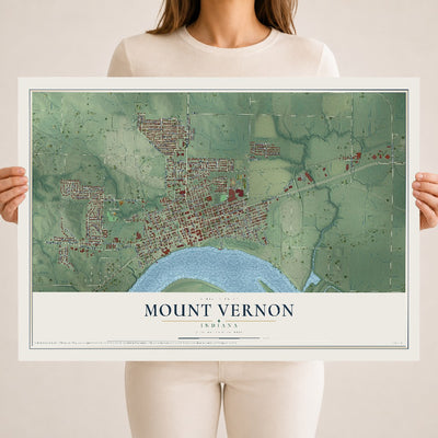 Map of Mount Vernon, Indiana, 18 x 24 inch unframed archival matte print