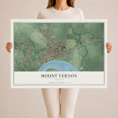 Map of Mount Vernon, Indiana, 24 x 36 inch unframed archival matte print