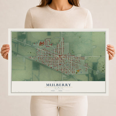 Map of Mulberry, Indiana, 12 x 18 inch unframed archival matte print