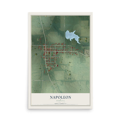 Map of Napoleon, Indiana, 12 x 18 inch unframed archival matte print