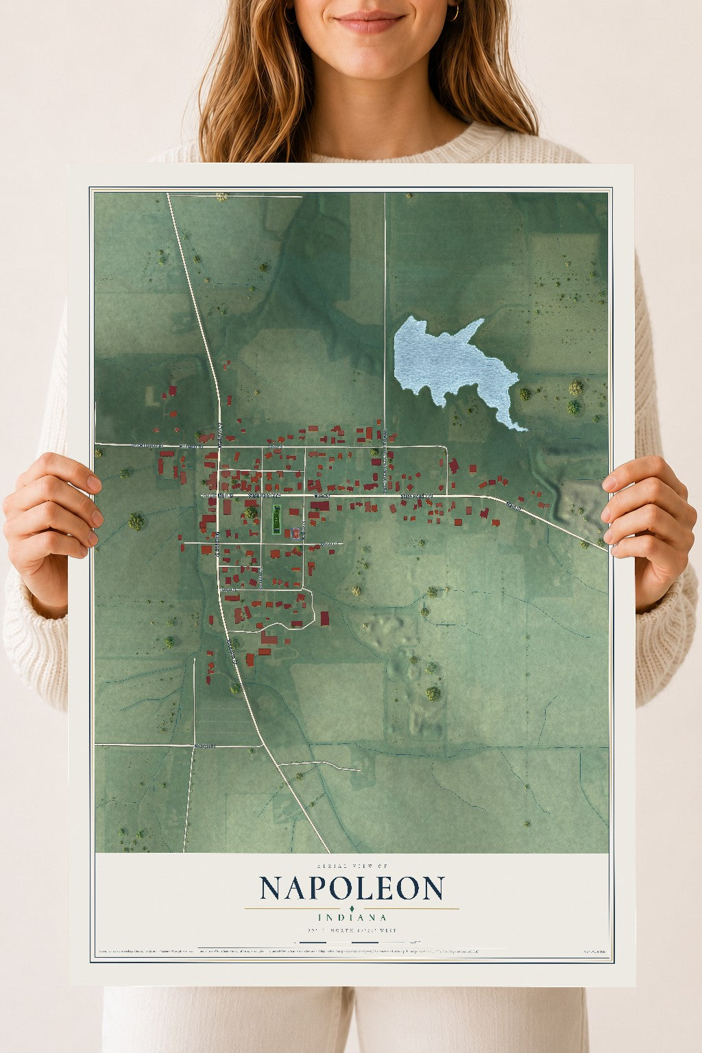 Map of Napoleon, Indiana, 18 x 24 inch unframed archival matte print