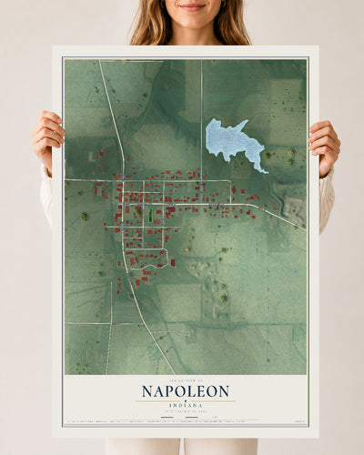Map of Napoleon, Indiana, 24 x 36 inch unframed archival matte print