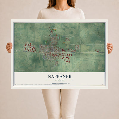 Map of Nappanee, Indiana, 24 x 36 inch unframed archival matte print