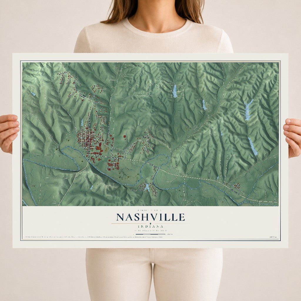 Map of Nashville, Indiana, 18 x 24 inch unframed archival matte print