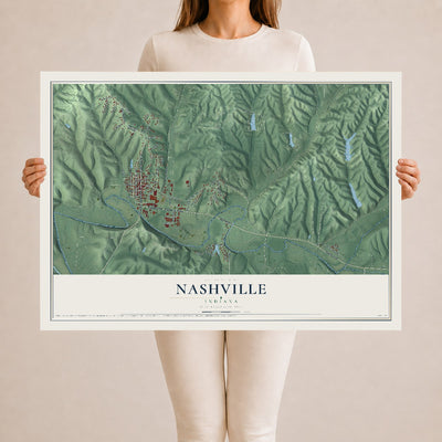 Map of Nashville, Indiana, 24 x 36 inch unframed archival matte print