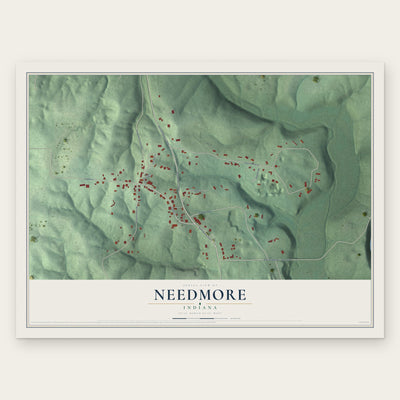 Needmore, Indiana map print, the full design