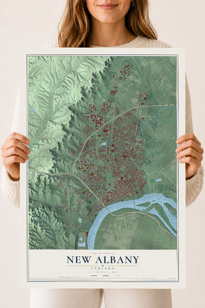 Map of New Albany, Indiana, 18 x 24 inch unframed archival matte print