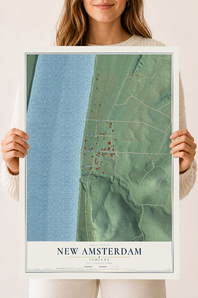 Map of New Amsterdam, Indiana, 18 x 24 inch unframed archival matte print