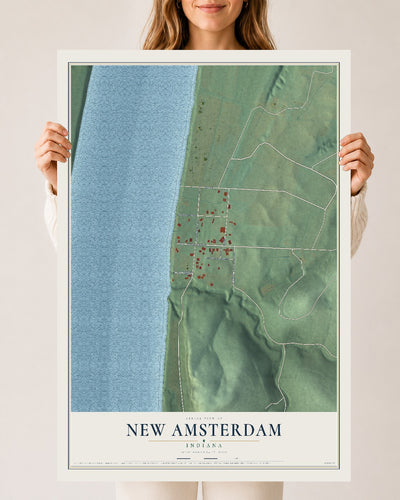 Map of New Amsterdam, Indiana, 24 x 36 inch unframed archival matte print