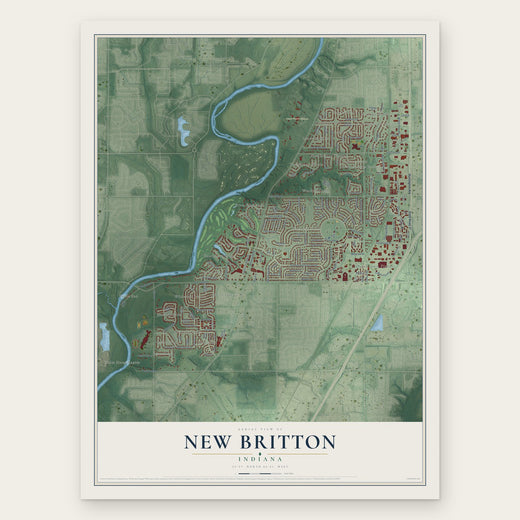 New Britton, Indiana map print, the full design
