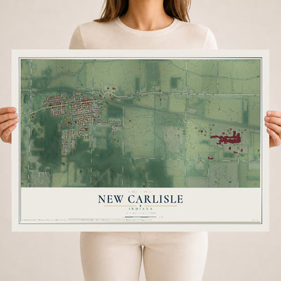 Map of New Carlisle, Indiana, 18 x 24 inch unframed archival matte print