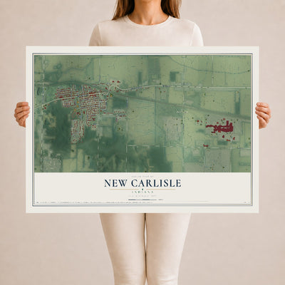 Map of New Carlisle, Indiana, 24 x 36 inch unframed archival matte print