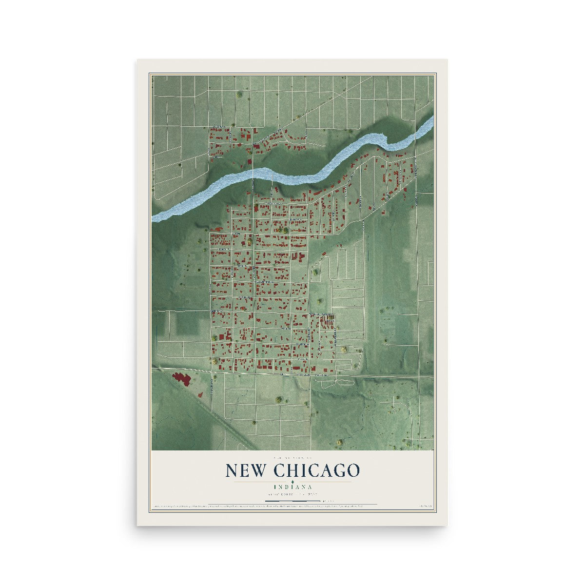 Map of New Chicago, Indiana, 12 x 18 inch unframed archival matte print