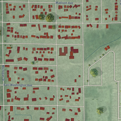 Close-up of the map of New Chicago, Indiana print showing street and building detail
