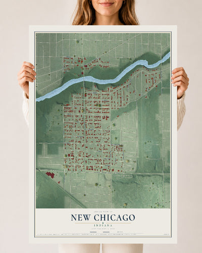 Map of New Chicago, Indiana, 24 x 36 inch unframed archival matte print