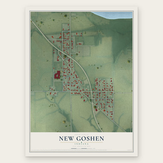 New Goshen, Indiana map print, the full design