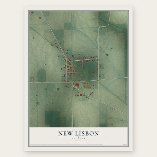 New Lisbon, Indiana map print, the full design