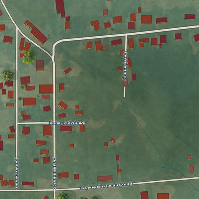 Close-up of the map of New Lisbon, Indiana print showing street and building detail