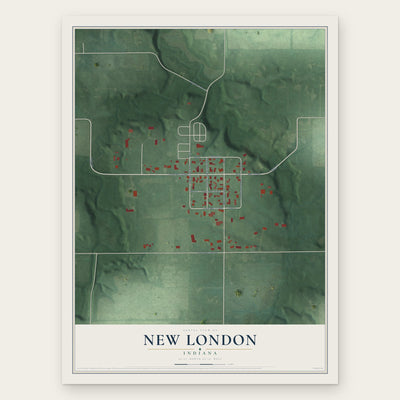 New London, Indiana map print, the full design