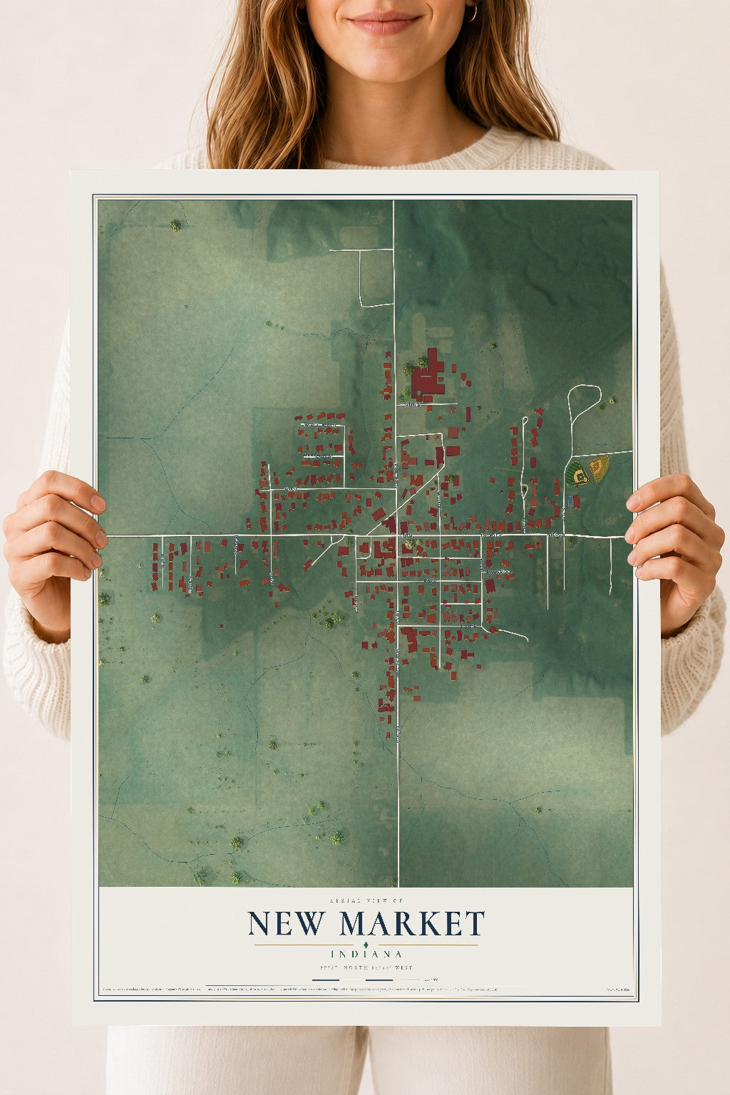 Map of New Market, Indiana, 18 x 24 inch unframed archival matte print