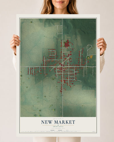 Map of New Market, Indiana, 24 x 36 inch unframed archival matte print