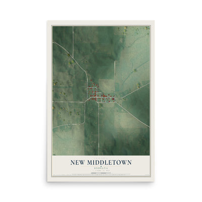 Map of New Middletown, Indiana, 12 x 18 inch unframed archival matte print