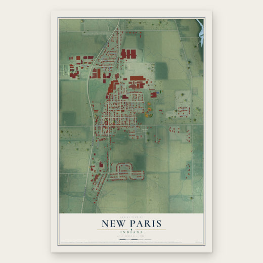 New Paris, Indiana map print, the full design