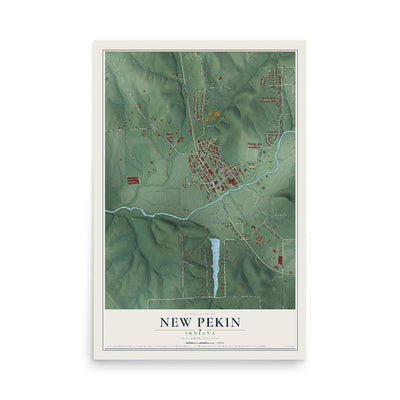 Map of New Pekin, Indiana, 12 x 18 inch unframed archival matte print