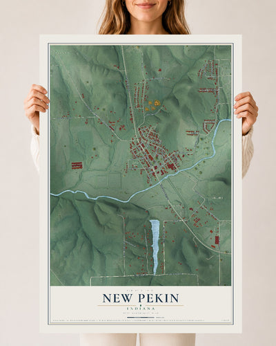 Map of New Pekin, Indiana, 24 x 36 inch unframed archival matte print
