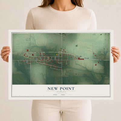 Map of New Point, Indiana, 12 x 18 inch unframed archival matte print