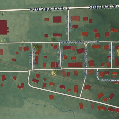 Close-up of the map of New Point, Indiana print showing street and building detail