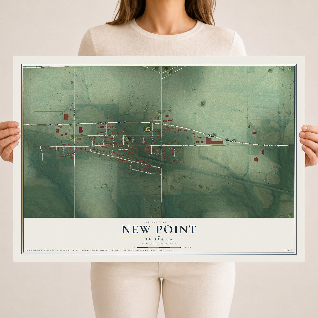 Map of New Point, Indiana, 18 x 24 inch unframed archival matte print