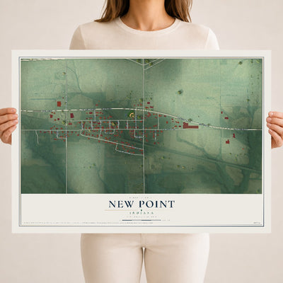 Map of New Point, Indiana, 18 x 24 inch unframed archival matte print