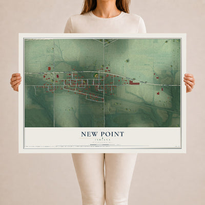Map of New Point, Indiana, 24 x 36 inch unframed archival matte print