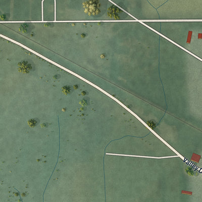 Second close-up of the map of New Ross, Indiana print showing more streets and buildings