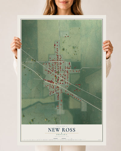 Map of New Ross, Indiana, 24 x 36 inch unframed archival matte print
