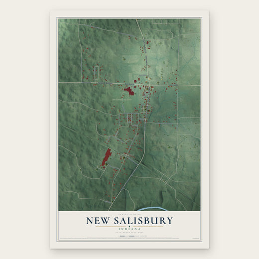 New Salisbury, Indiana map print, the full design