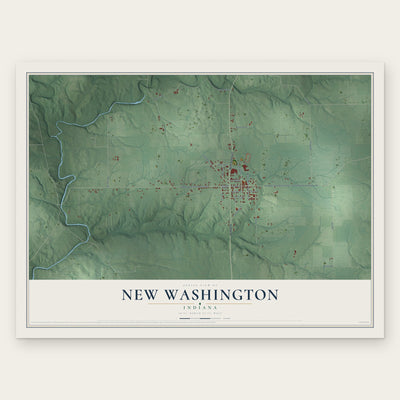 New Washington, Indiana map print, the full design