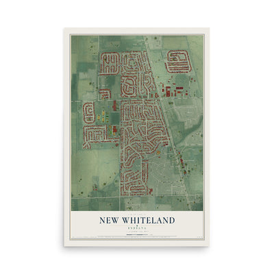 Map of New Whiteland, Indiana, 12 x 18 inch unframed archival matte print