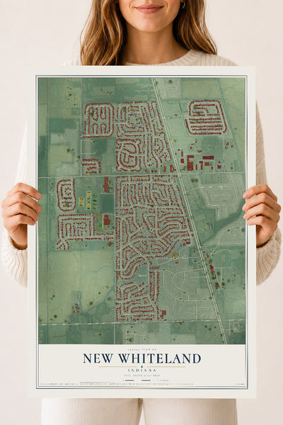 Map of New Whiteland, Indiana, 18 x 24 inch unframed archival matte print