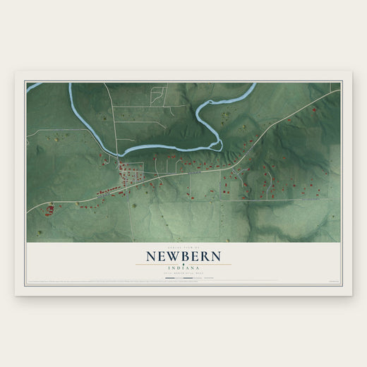 Newbern, Indiana map print, the full design